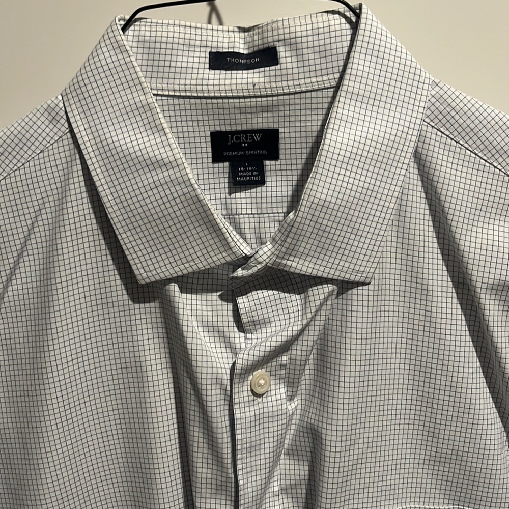 J.Crew Thompson Dress Shirt - Large (16-16.5) - White - Checkered
